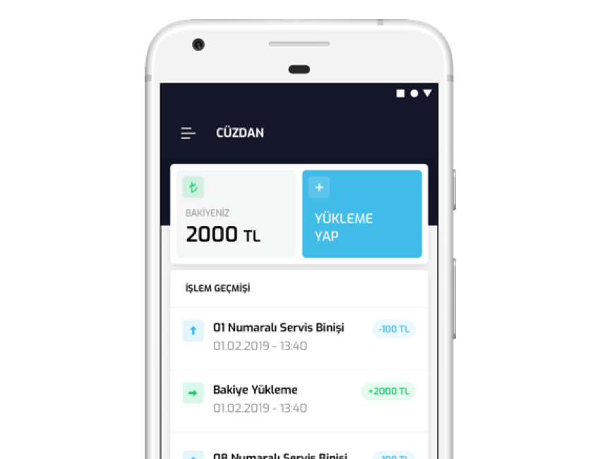 mobil cüzdan hesabı ile servise mobil binis